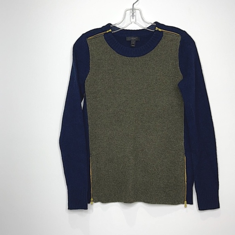 J.Crew double zip color block sweater